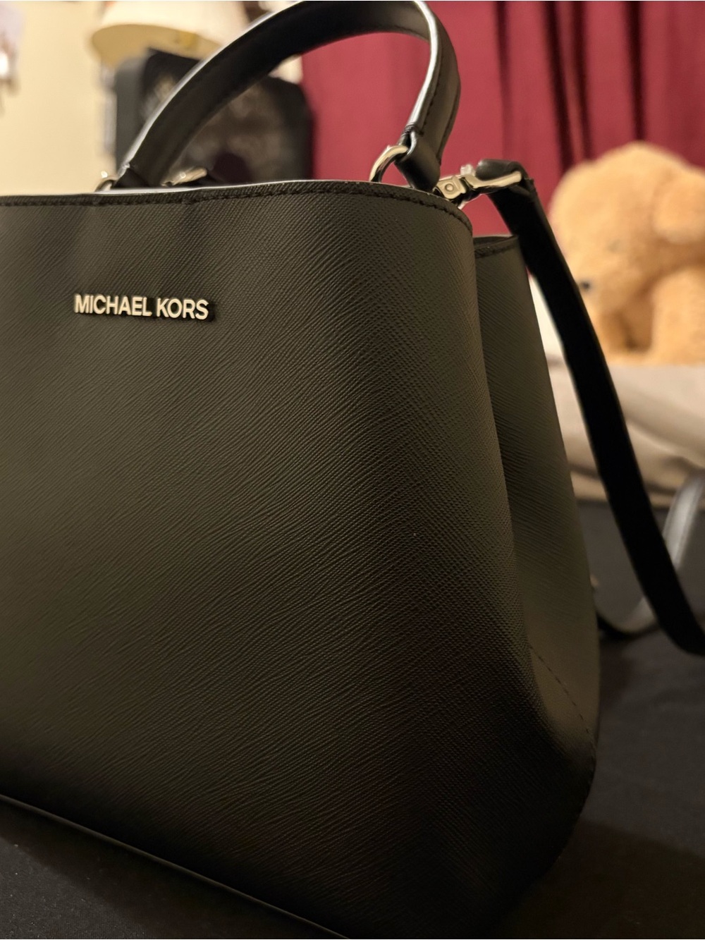 Michael Kors Black Saffiano Satchel with Shoulder Strap